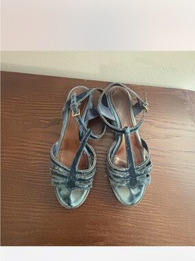 Marc Jacobs Blue Velvet T-Strap Heels